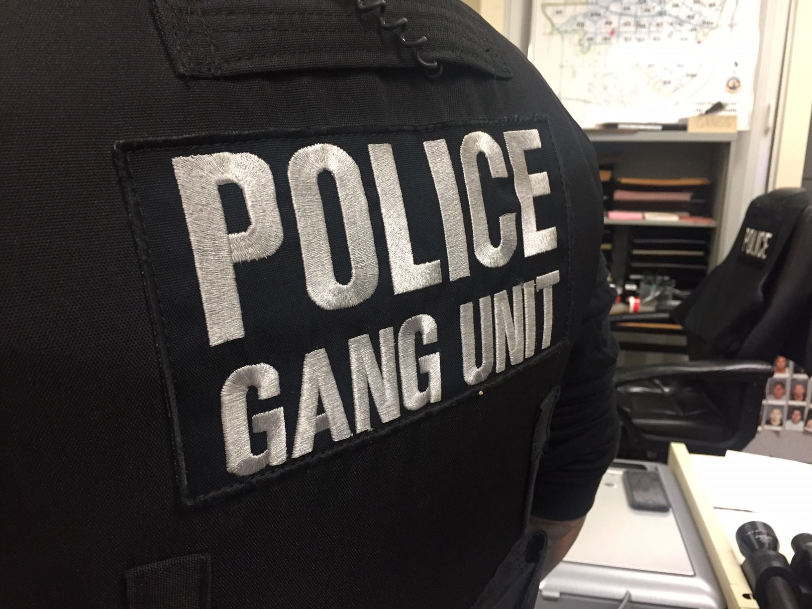 Police Gang Unit Patch on Back of Unit Member