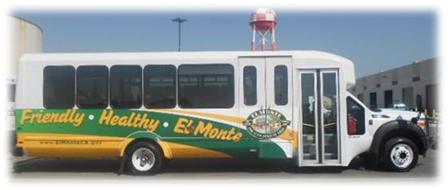 Bus that reads "Friendly, Healthy, El Monte"