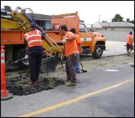 people in orange working on a road